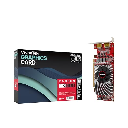 VisionTek AMD Radeon RX 550 4GB GDDR5 Low Profile Small Form Factor Video Graphics Card for PC ITX SFF HTPC 128-Bit DirectX 12, 50W Bus Power, PCI Express 3.0 x8, Dual DisplayPort