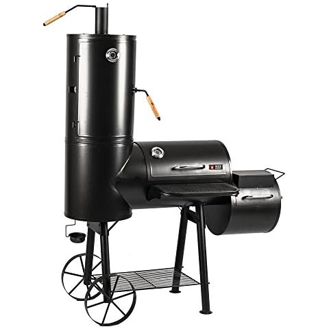 Mayer Barbecue RAUCHA Smoker MS-300 Pro Holzkohlegrill Räucherofen Smoker Grill, 2 Deckelthermometer, Massiv 49 kg, Schwarz, 139 x 184 x 73,5 cm (B x H x T) Cover