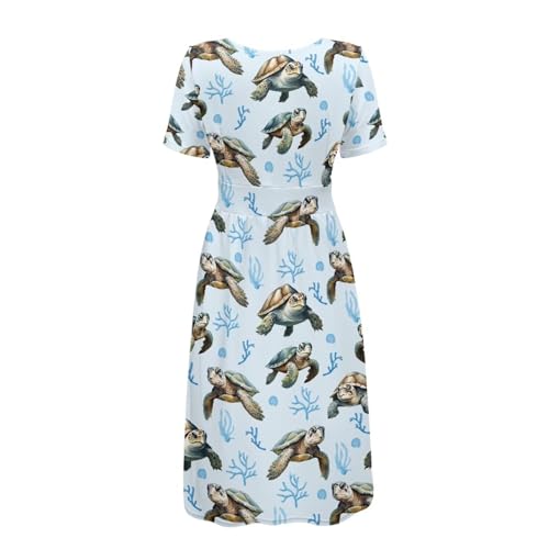 Image of Women's Summer Formal Dresses Short Sleeve Wrap V Neck Dresses Bridesmaid Wedding Guest Dress with Pockets