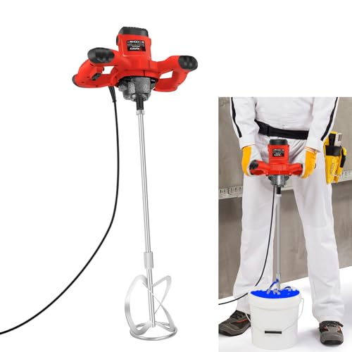 Miscelatore palmare portatile, miscelatore elettrico regolabile a 6 velocità per calcestruzzo malta di cemento Grouting Slurry Malta Paddle Mixer, rosso