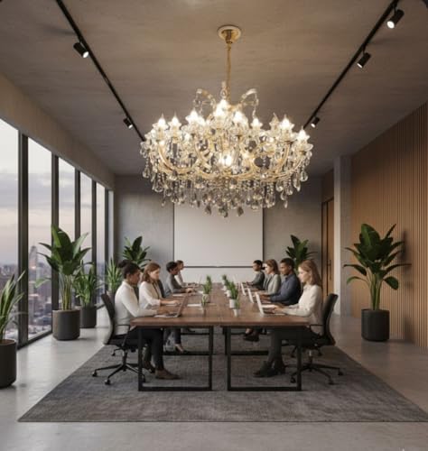 Image of Sanleen Luxury Crystal Glass Chandelier 12-Light Ceiling Hanging Lamp | Modern Antique Candle Style Chandelier jhummer for Living Room, Dining Hall | Design-8(24-28 Inch)(Bulb Include)
