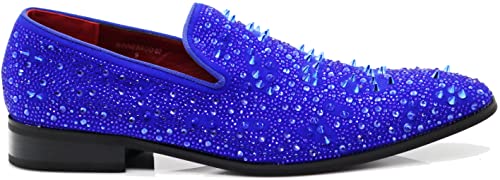 Image of Enzo Romeo Men Fashion Rhinestones Studs Tuxedo Slip On Loafer Dress Shoes WBG
