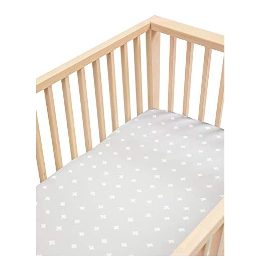 SLEEPY SILK - Baby Silk Crib Fitted Sheet | Silk Crib Sheet for Baby Hair Loss or Eczema | Silk Baby Crib Bedding in 25 Momme Mulberry Silk | SIDS Safe Silk Baby Sheets | Dove Gray Crosses