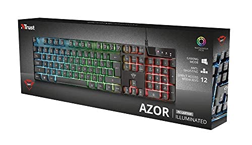 Teclado Gamer LED GXT 835 Azor Função e 12 Teclas Multimídia - 23651 Trust, Preto, Único