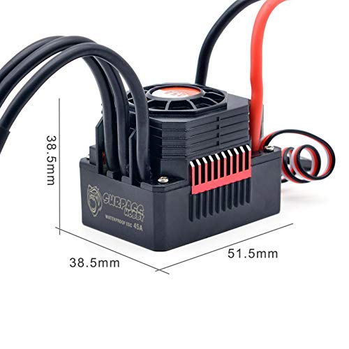 OWSOO 45A ESC com BEC XT60 Plug 2-3S à prova d'água Brushless ESC para 1/12 1/10 RC Car 3650 Motor