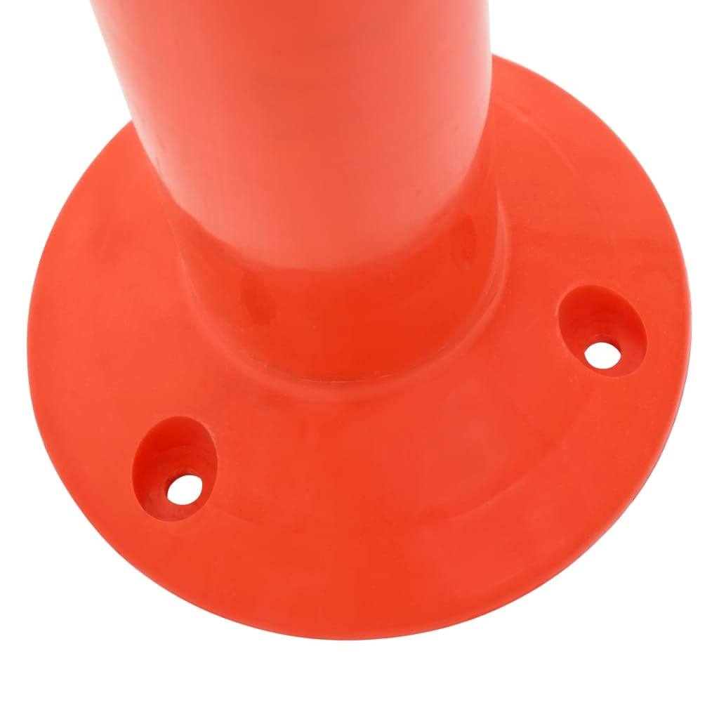 Bolardos de tráfico de plástico, 2 unidades, 75 cm de alto, color rojo y plateado con bandas reflectantes para aparcamiento, señal de señalización de aparcamiento, señal de señalización de