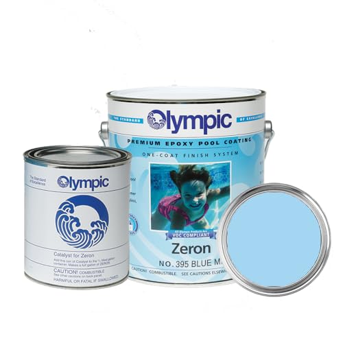 Olympic Pool Paint - Zeron - Blue Mist - 1 Gallon - two-part epoxy swimming pool paint - one-coat for plaster, fiberglass, steel and aluminum pools.