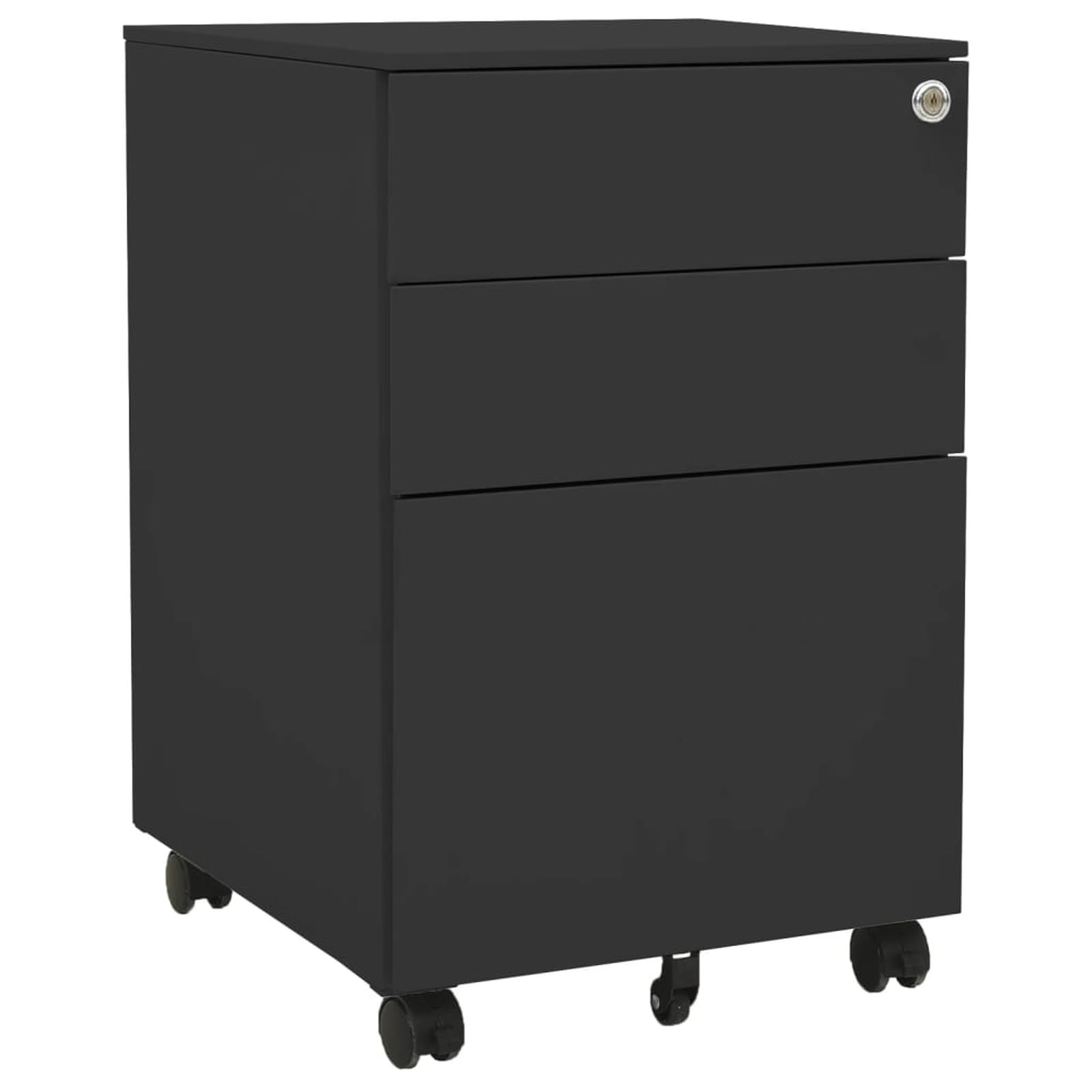 Aioneer Anthracite Lockable Metal Mobile File Cabinet For Office Storage Steel 39X45x60 Cm