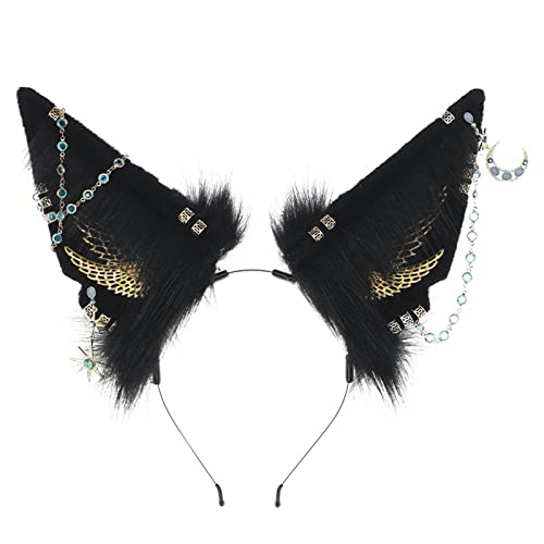 Bandeau oreilles de loup punk avec pendentif pour cosplay et déguisement adulte