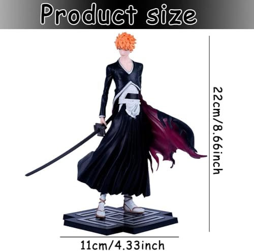 Image of Blue Aura Bleach Ichigo Kurosaki Action Figure Height-20cm Multicolour PVC Collectible | Ichigo Angry Mode