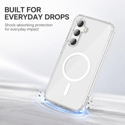Image of MAGA Back Case Cover for Samsung Galaxy S25 5G, Crystal Clear Magnetic Case Compatible with MagSafe, Hybrid Hard PC Back & Soft TPU Bumper, Shockproof Protective Cover - Clear