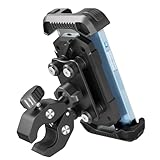 tounee Soporte para teléfono de Motocicleta - Doble Amortiguador de Vibraciones, Clip de Manillar sin Herramientas y Cierre Seguro para iPhone 16/15 Pro MAX y teléfonos de 4.7 a 6.7' - Negro