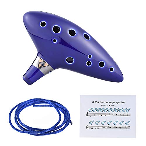 Image of amiciSound 12 Hole Ocarina Alto C Key Flute Folk Musical Instrument with Ceramic Hand Shaped Mount and Music Sheet(Ocarina for Beginners)