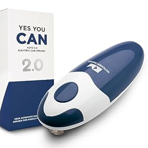 Kitchen Mama Auto 2.0 Electric Can Opener: Upgraded Blade Opens Almost Any Can – Automatic, Hands Free, Smooth Edge, Food-Safe, Battery Operated, YES YOU CAN (Navy Blue)