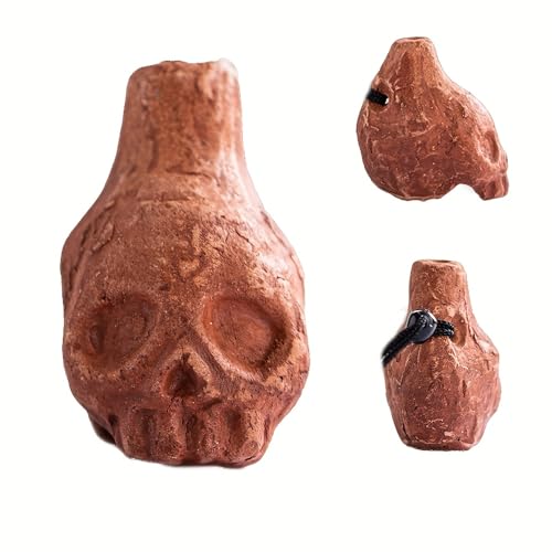 Aztec Death Whistle, Up To125+ Decibels Loud Real Screaming Silbato Azteca Death Whistles Loudest Authentic Human Ehecachichtli Sounding Screams Aztec War Whistle Halloween Costumes Gift (Ceramic)
