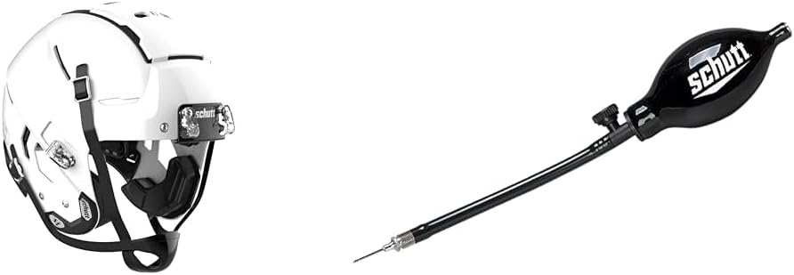 Schutt Sports F7 LX1 Youth Football Helmet (Facemask NOT Included), White, Large & Football Helmet Pump (EA)