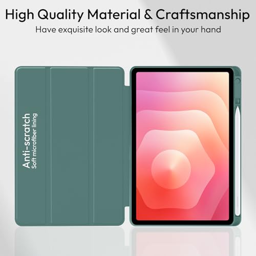 Image of Robustrion Cover Case for Samsung Galaxy Tab S11 11 inch Cover with [S-Pen Holder], Flip Cover Case for Samsung S11 Tablet 11 inch [Auto Sleep Wake] - Dark Green