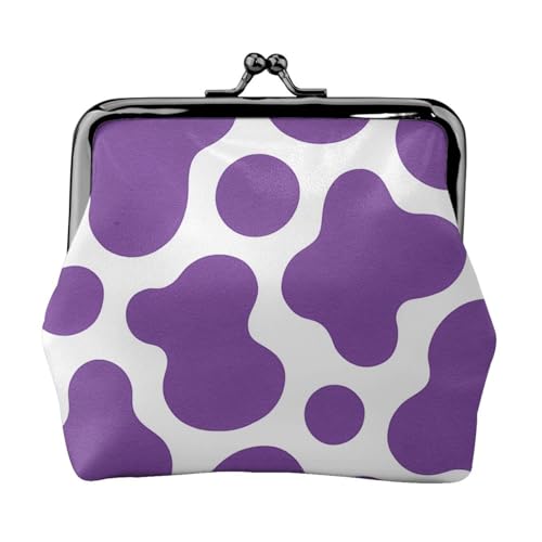 Pu Leather Buckle Coin Purse Colorful Cow Print Girls Kiss-Lock Change Purse Wallets