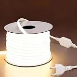 Q.Laomi Ruban LED COB Exterieur 10M, 220V Bande LED IP65 Étanche Flexible DIY Adhésif Bandeau LED pour Interieur Maison, Chambre, Chantier, Pergola, Terrasse,10W/M, 4000K, Blanc Naturel