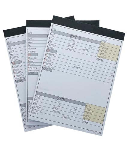 Bloc de notas de aviación estructurado VFR IFR con secciones para reportes ATC pack de 3