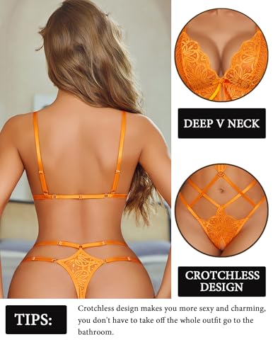 Image of Avidlove Women Lingeries Deep V Teddy Lingerie Sexy Lace Bodysuit Cut Out One Piece Mini Babydoll