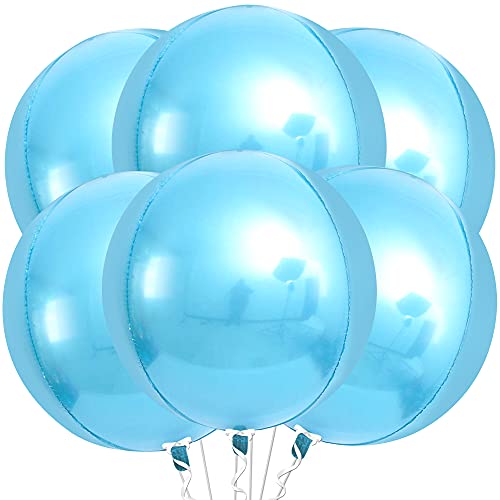 Image of KatchOn, Light Blue Foil Balloons - 22 Inch, Pack of 6 | Light Blue Metallic Balloons | Baby Foil Balloon for Gender Reveal Decorations | Shark Theme Birthday Decor | Under The Sea Party Decorations