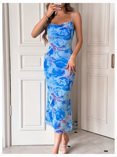 Image of GORGLITTER Women's Floral Wedding Guest Bridal Shower Cocktail Midi Dress | Wedding Dresses for Bride, Bridesmaid Dresses, Orange Dress Women, Vacation Dresses for Woman
