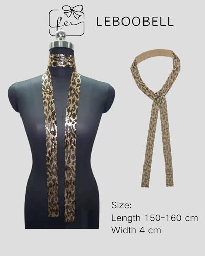 Women's Sequin Scarf Leopard Print Headband Sequin Lace-up Neckerchief Tie Party Night Club2