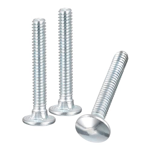 Image of uxcell 1 /4-20x20x2 Carriage Bolt, 6pcs Round Head Square Neck Screws, Carbon Steel Zinc Plated, Fully Threaded, Silver