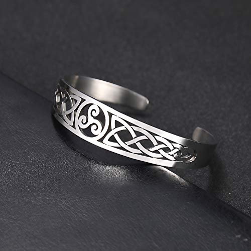 VASSAGO Nordic Viking Triskele Symbol Irish Trinity Celtic Knot Cuff Bracelet Stainless Steel Bangle Vintage Amulet Jewelry Gifts for Men Women Teens4