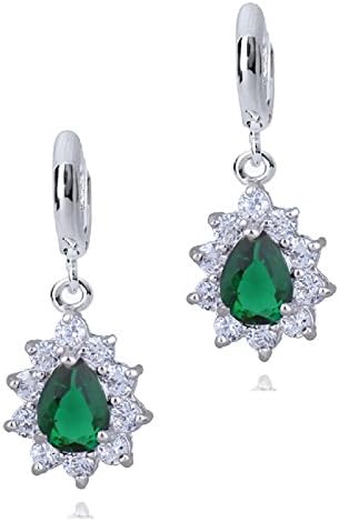 Crystalline Azuria Women 18ct White Gold Plated Teardrop Zirconia Crystals Tear Drop Crystal Earrings with Box Small Ear Rings