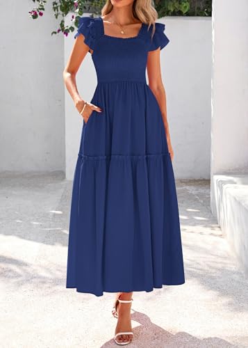Image of KIRUNDO Smocked Summer Midi Dresses for Women 2026