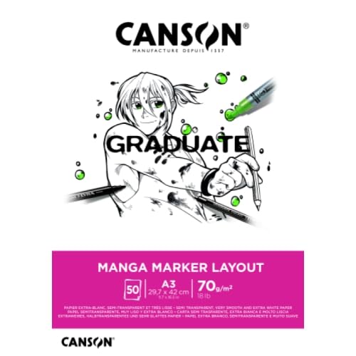 Canson® Graduate Manga Marker Layout A3, 50 fogli, 70 g/m², molto liscio, molto bianco