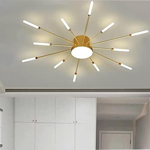 Dfxinyuan Lámpara de techo LED de 32 pulgadas, 12 luces de techo modernas, lámpara de techo empotrada, iluminación interior dorada para sala de