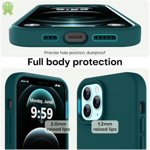 Image of LOVE 3000 Compatible with iPhone 12 Pro Max Phone Case | Thickening 2.1 MM Liquid Silicone | Anti-Scratch Microfiber Lining | Full-Body Duty Heavy Protection Case for Men, Teal