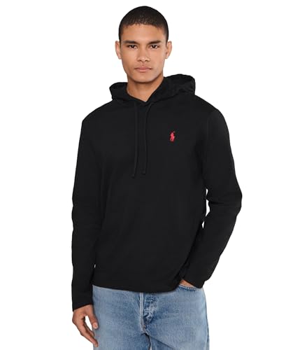 POLO RALPH LAUREN mens Jersey Hooded T-shirt, Polo Black, Large