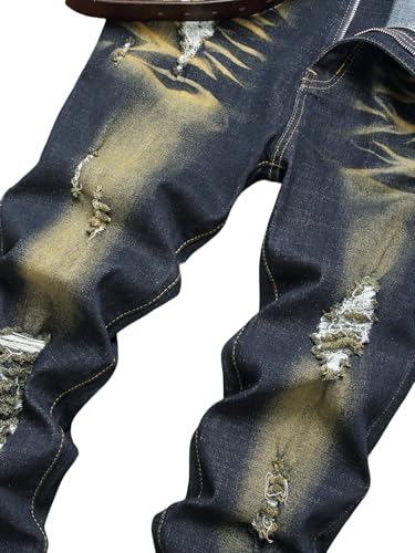 Men's Skinny Stretch Ripped Jeans3