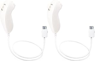 Nunchuck Controller Joystick Gamepad Replacement for wii Nunchuck Controller, Compatible with Nintendo Wii & Wii U Video Game Gamepads White Pack of 2