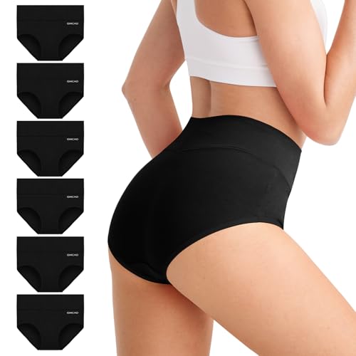 QINCAO Bragas Mujer, Pack de 6 — Bragas Mujer Cintura Alta Algodón, Transpirables y Suaves