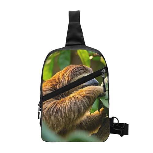 Adorable Sloth Print Men's and Women's Foldable Crossbody Bag,Sports Crossbody Bags,and Daily Chest Bags