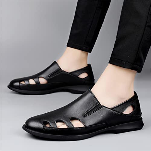 Mens Sandals Genuine Leather Soft Business Dress British Sandals Men for l Dress Shoes(41)2