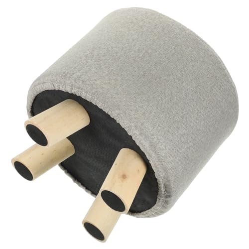 Taburete redondo de madera natural y asiento suave acolchado para casa 2