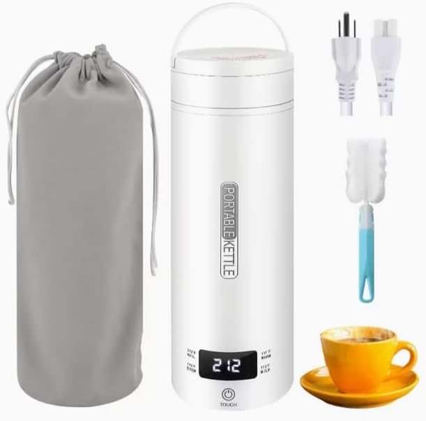 Travel Electric Kettle, Small Hot Water Boiler with 4 Temperature Control, 304 Stainless Steel Inner Tank, Auto Shut-Off & Boil Dry Protection, Portable Water Heater for Travel or Business Trips