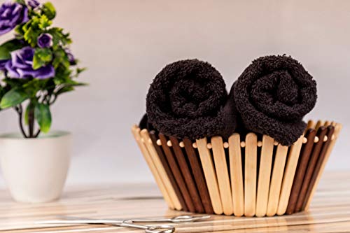Bleach Proof Salon Towels (24 Pack, 16 x 27 Inches) Black - 100% Cotton Towels For Hairdressing Salons, Spas, Hotel. For Hand, Face & Hair Use - Thumbnail 4