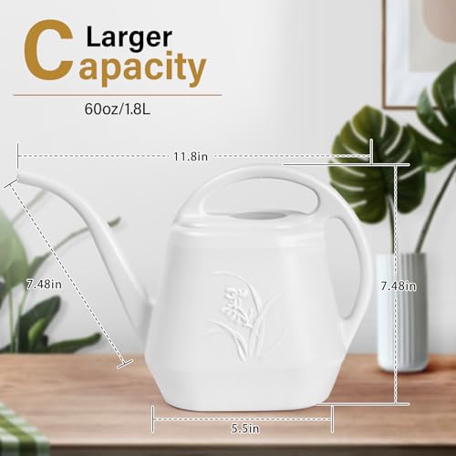 Image of Plastic Watering Can - for Indoor and Outdoor Plant - 1 /2 Gallon - White