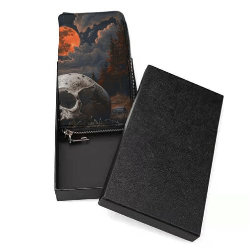 Night And Skull Wallet, Elegant Wristlet Wallet with Multi-Card Slots, PU Leather Long Purse for Women, Men3