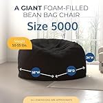 ULTIMATE SACK 5ft Bean Bag Chair & Footstool, Oversize Bean Bag Chair for Adults, Comfy Chair Bean Bag Couch Lounge Sofa Loveseat Furniture | Charcoal Fur - Image 5