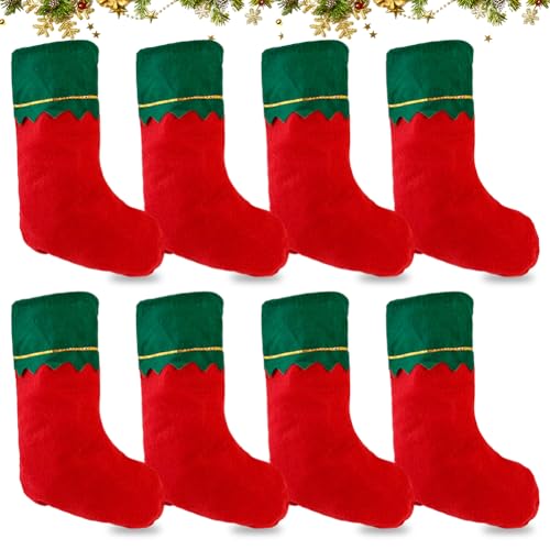 8 Piezas Calcetines De Navidad Chimenea, Calcetín De Navidad Personalizado,Calcetines Colgantes De Navidad,Medias De Navidad,Calcetín Navidad Arbol Para Llenar Y Colgar,Decoraciones Navideñas (Verde)
