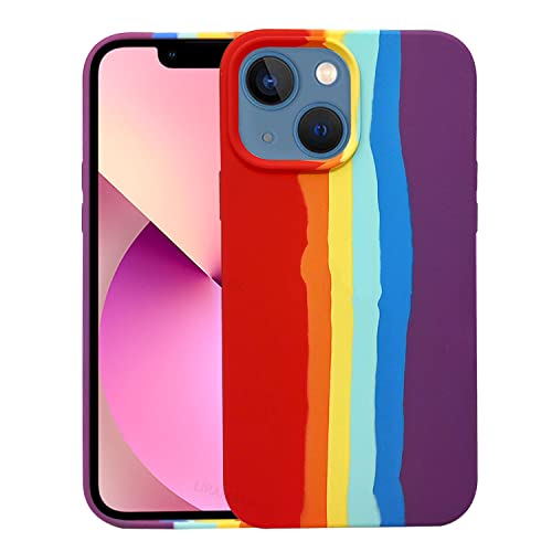 Image of LIRAMARK Liquid Silicone Soft Back Cover Case for Apple iPhone 13 Mini (5.4 Inch) (Rainbow)