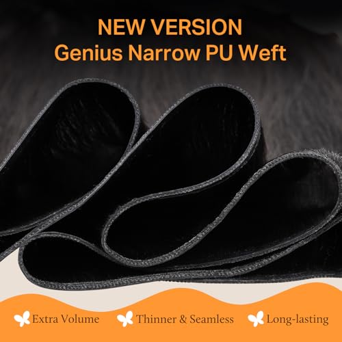 Image of DOORES Genius Seamless Weft Hair Extensions Human Hair, Natural Black 20 Inch 100g, Hand Tied Weft Extension Sew in Natural Straight